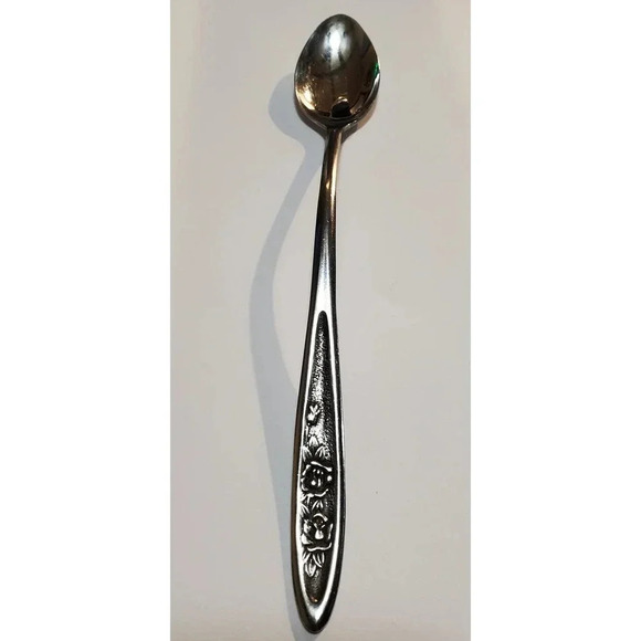 Vintage Ekco Eterna Country Garden Stainless Steel Long Handle Teaspoon Spoon - Picture 1 of 2